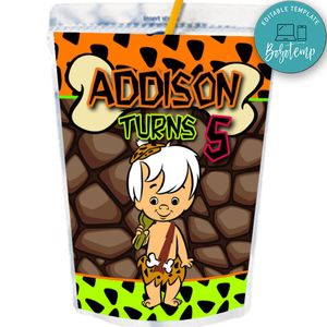 Boy Flintstone Capri Sun Labels Digital File Printable Instant Download