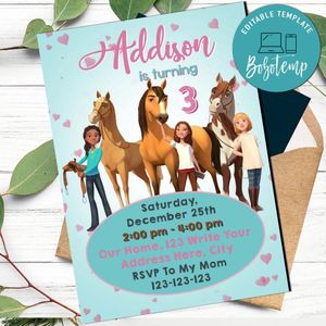 Spirit Riding Free Invitation Customizable Template Instant Download