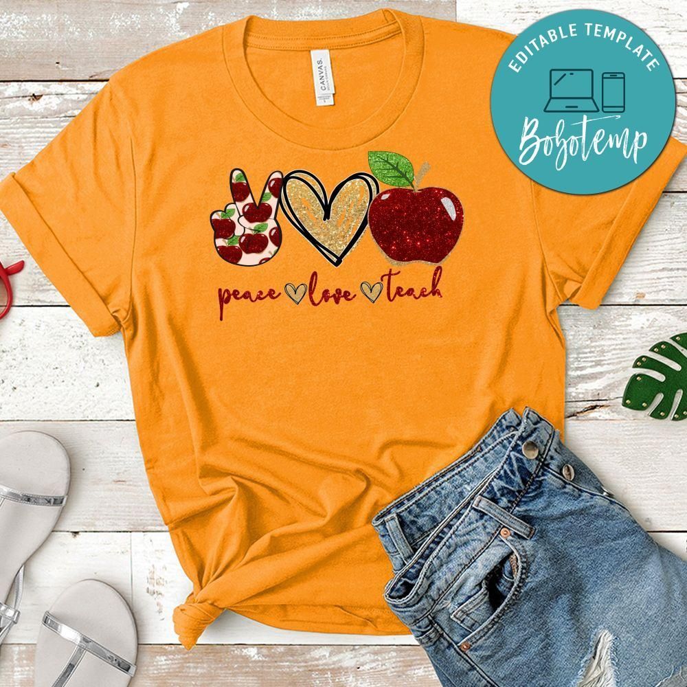 Peace Love Teach Apples PNG file template