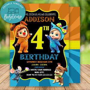 Editable Dave and Ava Birthday Invitations Instant Download