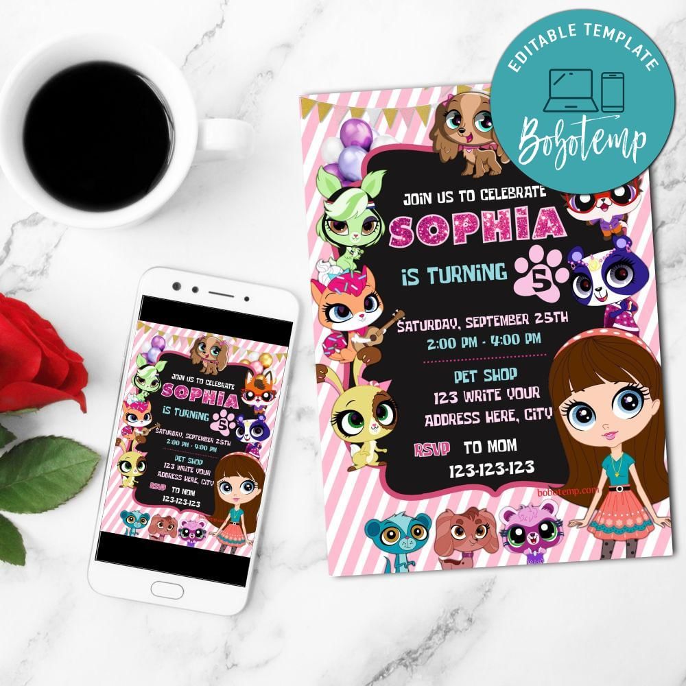 LPS Invitation Customizable Template Instant Download | Bobotemp