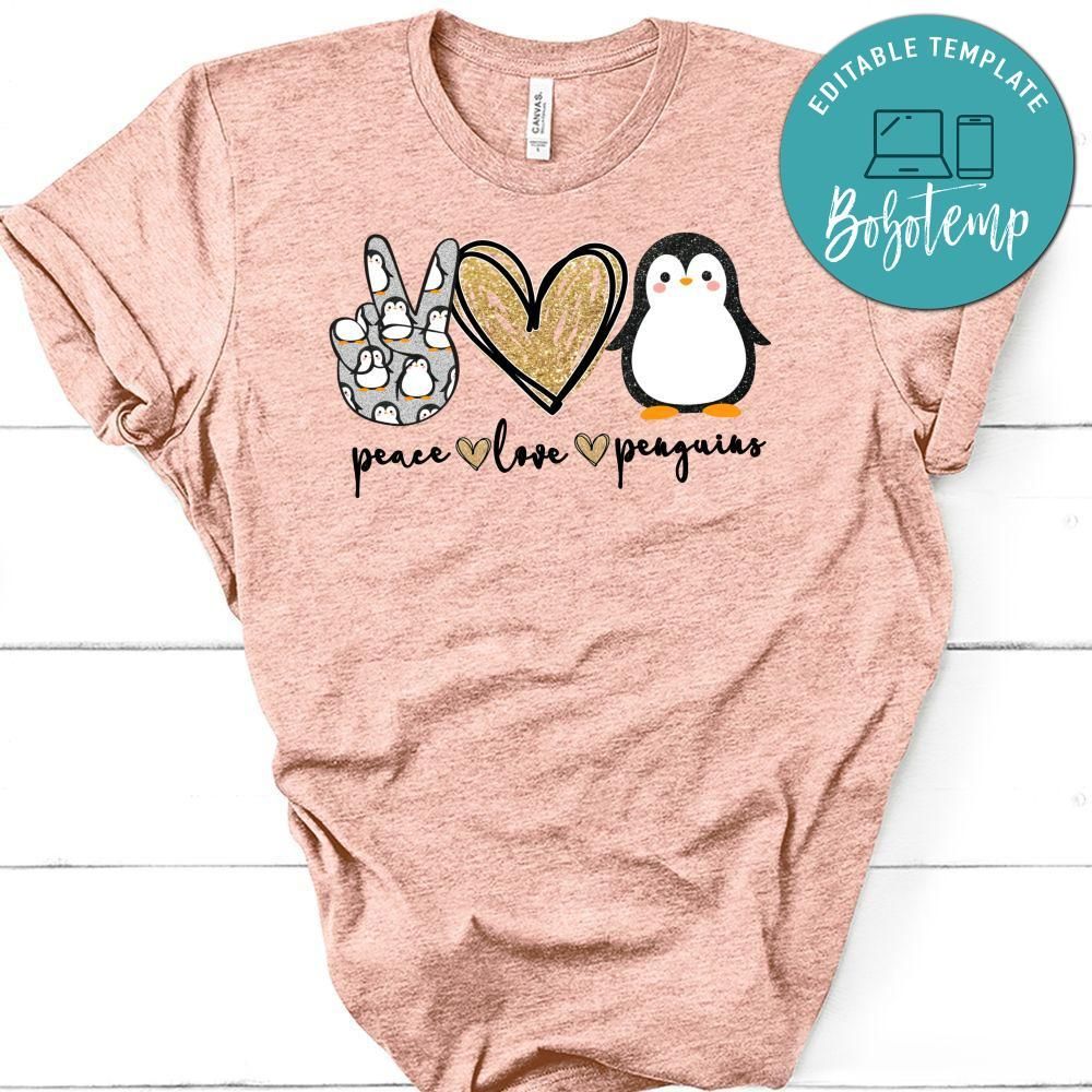 Peace Love Penguins PNG file template