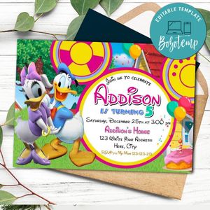 Daisy and Donald Invitation Template to Print at Home Instant Download