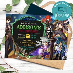 Genshin impact Boy Birthday Flyer Customizable Template Instant Download