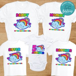 Custom Narwhal Birthday Party PNG file template for your family