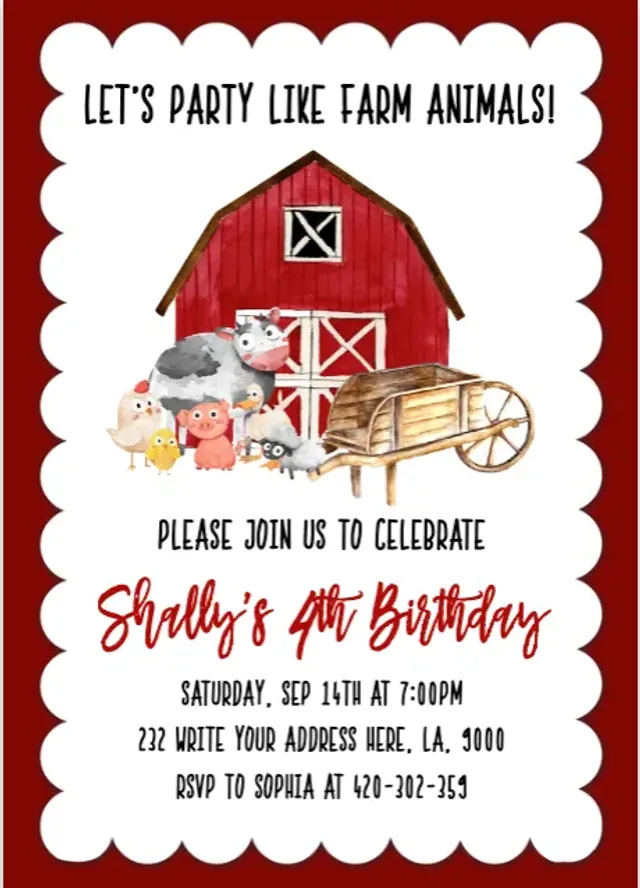 Farm Animals Birthday Party Invitation FREE Printable Barnyard Farm