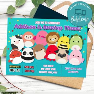 Squishmallows Invitation Customizable Template Instant Download