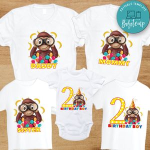 Curious George Birthday Family Matching Party Shirts