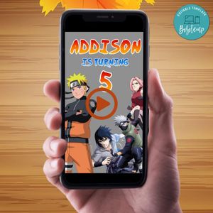 Naruto Video Invitation Digital Template Customizable Instant Download