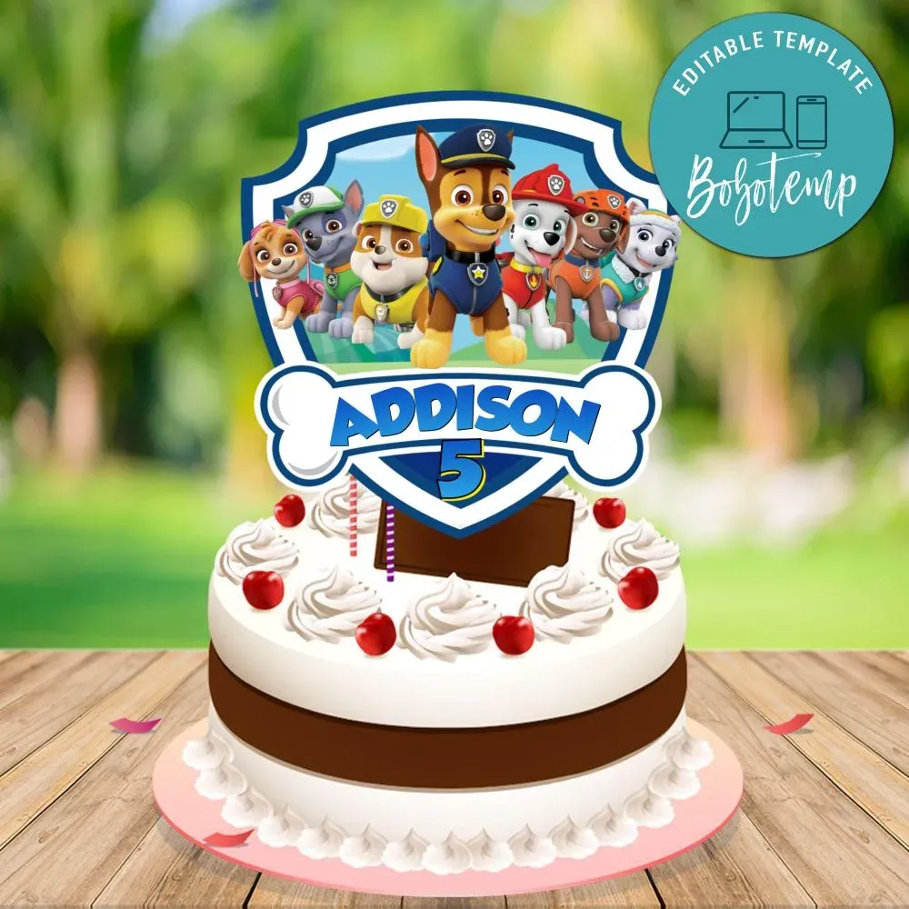 Printable Paw Patrol Birthday Cake Topper Template Diy Bobotemp