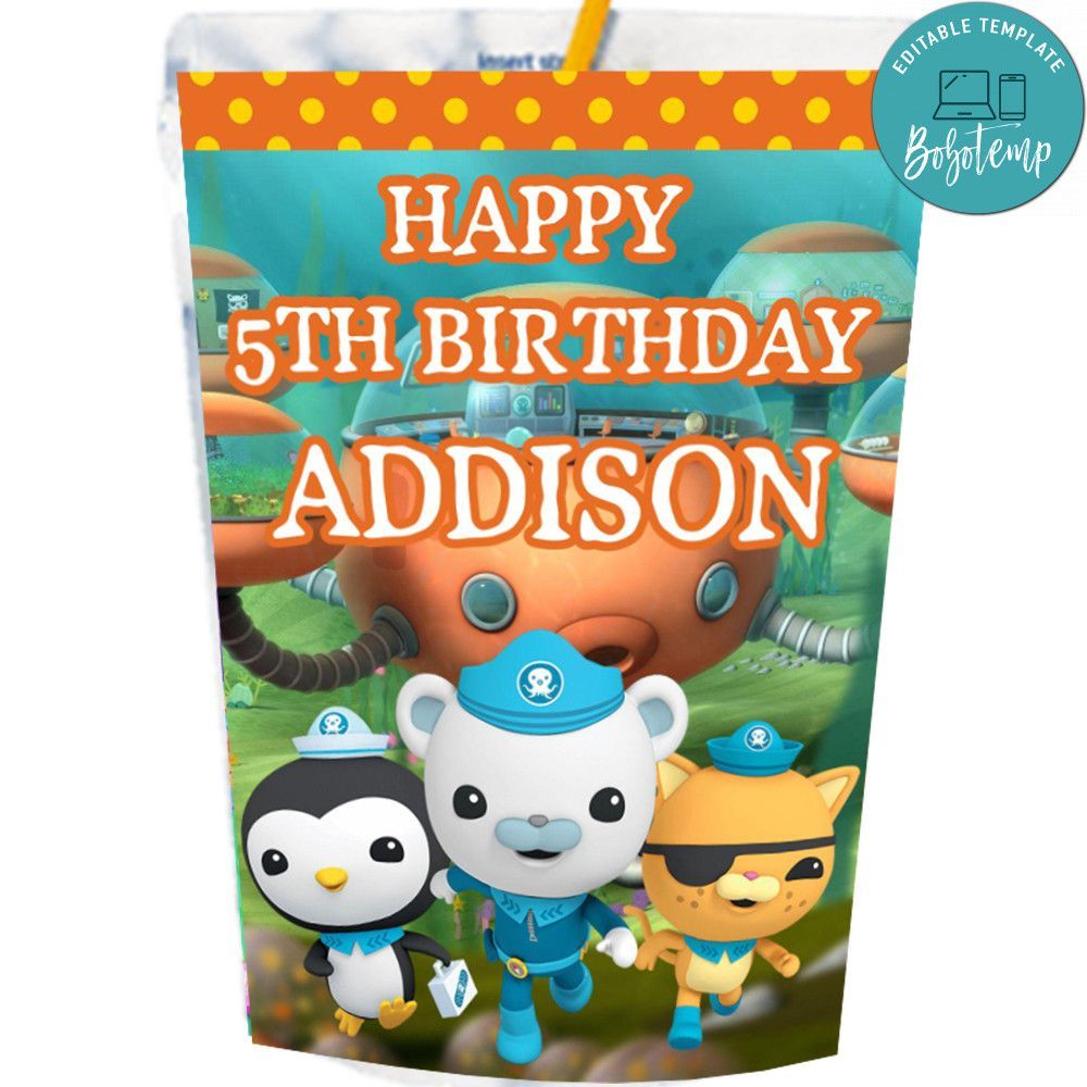 Octonauts Capri Sun Labels Digital File Printable Instant Download