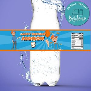 Blippi Water Bottle Label Template to Print at Home Instant Download