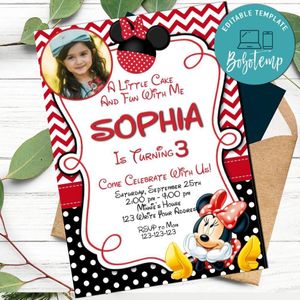 Red Minnie Mouse Invitation Customizable Template Instant Download