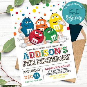 Candy Birthday Invitation Instant Download