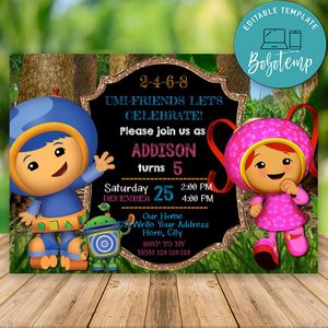 Editable Team Umizoomi Birthday Invitation Instant Download