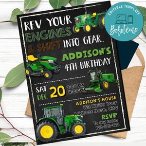 Tractor Birthday Flyer Instant Download