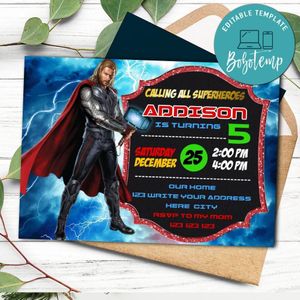 Thor Ragnarok Invitation Template to Print at Home Instant Download