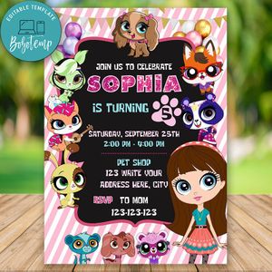 Editable Little Pet Shop Birthday Flyer Instant Download
