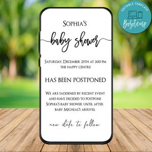 Printable Iphone Baby Shower Postponed Announcement Template Instant Download