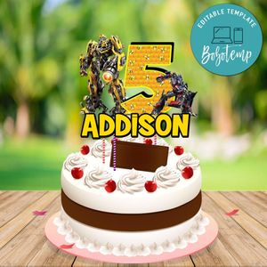 Bumblebee Transformers Birthday Cake Topper Template Printable Instant Download