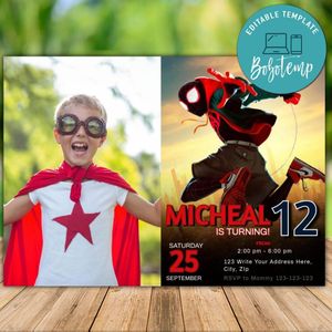 Printable Miles Morales Birthday Flyer With Photo Instant Download