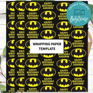 Batman Wrapping Paper Template to Print at Home Instant Download