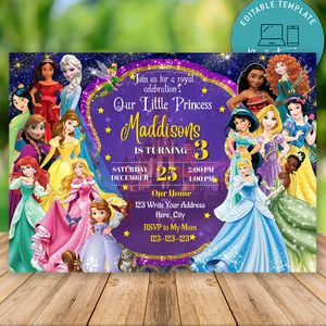 Editable Disney Princess Invitation Print at Home
