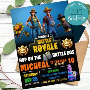 Editable Cowgirl Cowboy Gamer Inspired Birthday Party Invitation Instant Download