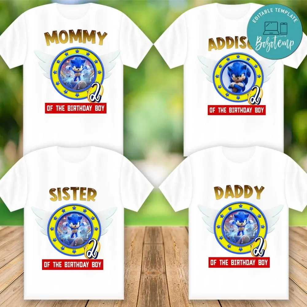 Printable Sonic The Hedgehog Movie Birthday Shirt For Family Diy Bobotemp