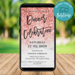 Electronic Dinner Celebration Electronic Invite Invitation Instant Download