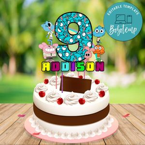 Gumball Birthday Cake Topper Template Printable Instant Download