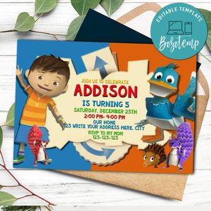 Zack and Quack Birthday Invitation Template to Print at Home Instant Download