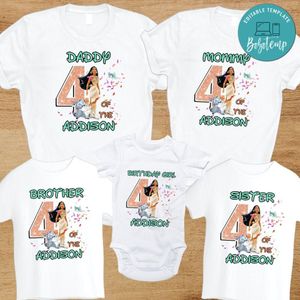 Disney Princess Pocahontas Birthday Family Matching Party Shirts