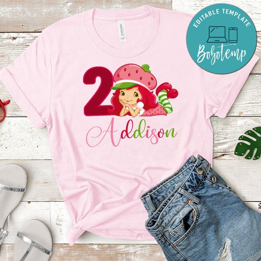 Strawberry Shortcake Birthday Tee PNG file template for Girl