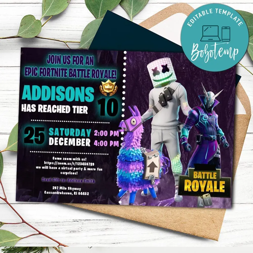 DJ Marshmello Invitation Customizable template Instant Download Bobotemp
