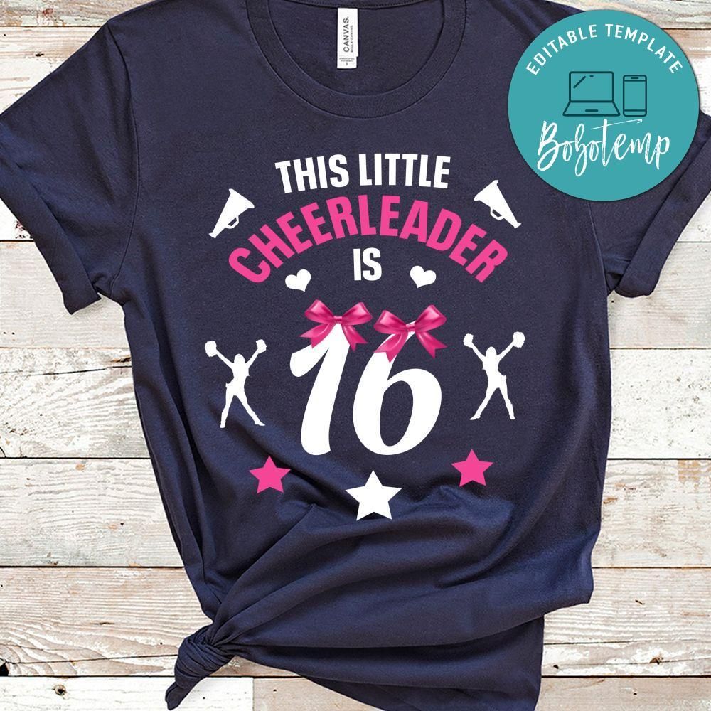 The Little Cheerleader Birthday Tee PNG file template for Girl