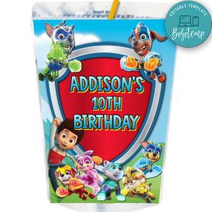 Mighty Pups Paw Patrol Capri Sun Labels Digital File Printable Instant Download