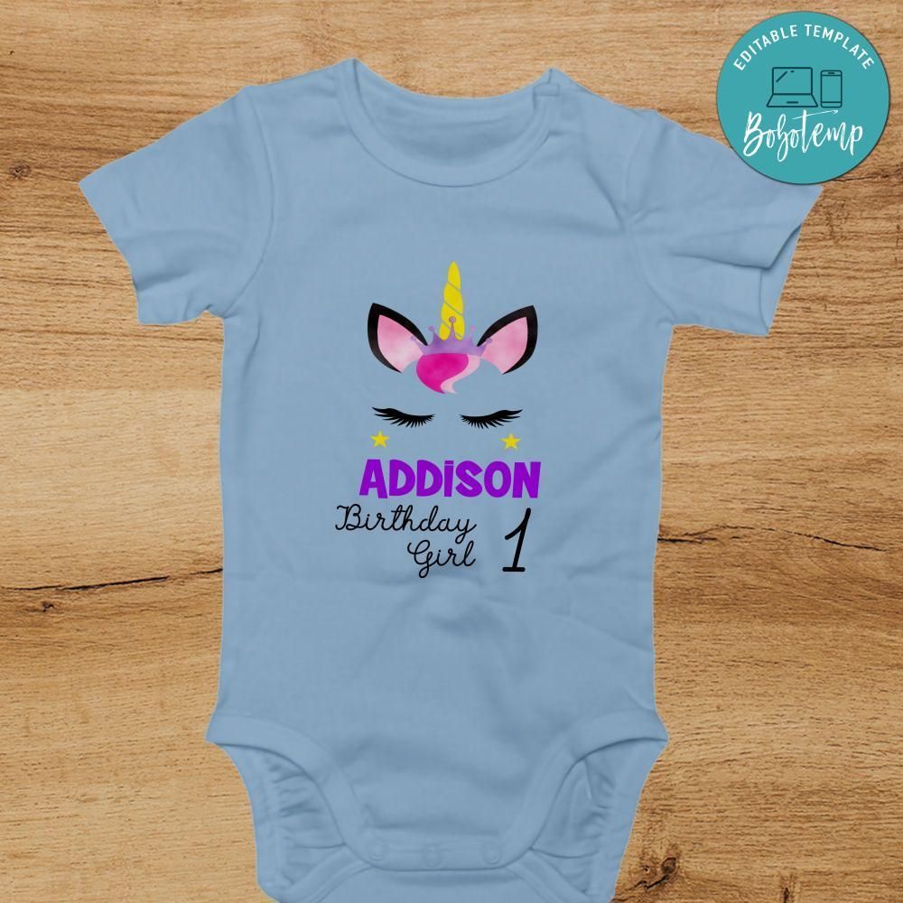 Unicorn 1st Birthday Baby Onesie