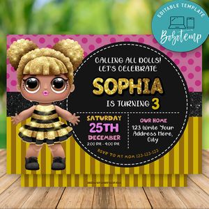 Editable LOL Surprise Dolls Birthday Invite and Free Thank You Tag Instant Download