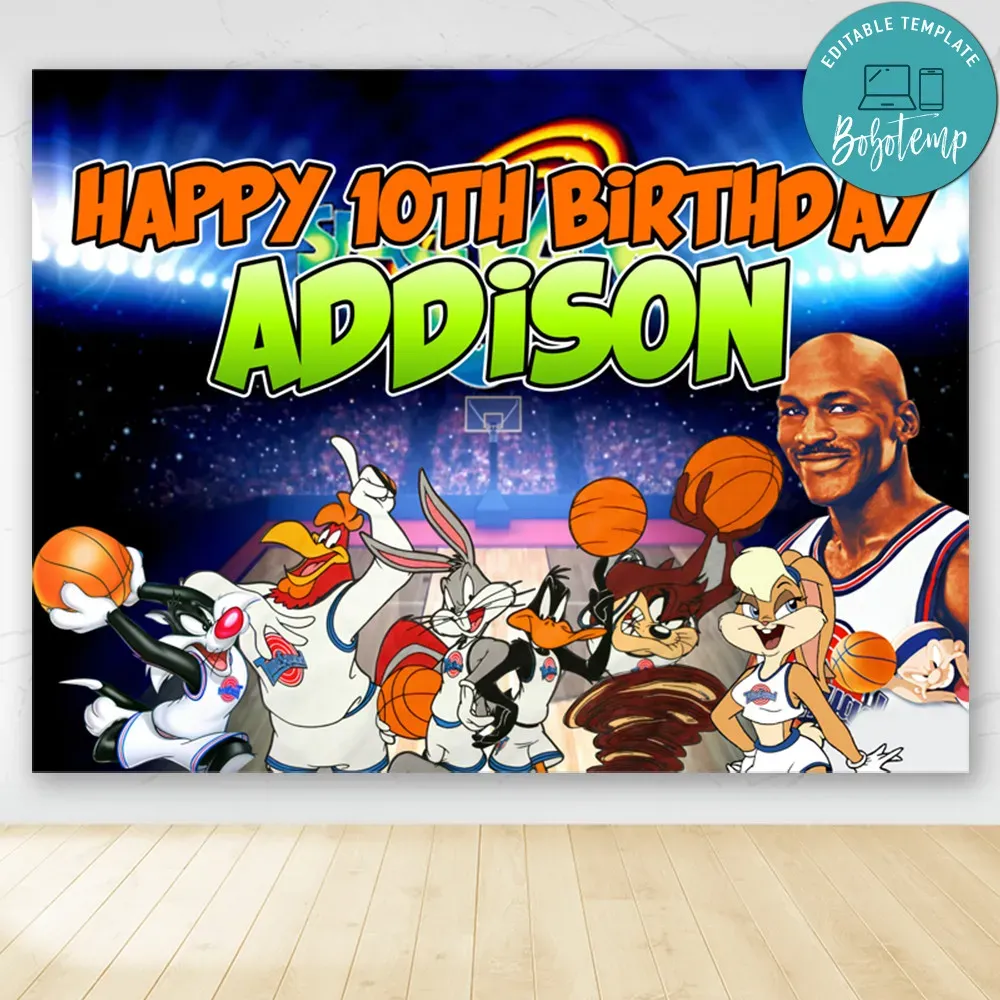 Printable Space Jam Birthday Backdrop Digital File DIY | Bobotemp