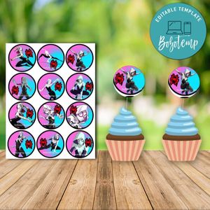 Editable Gwen Stacy Into The Spider-Verse Cupcake Toppers Instant Download