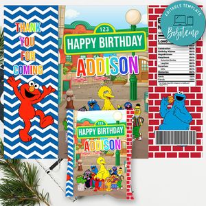 Sesame Street Birthday Chip Bag Digital File Printable Instant Download