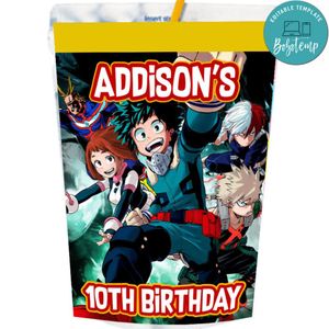 My hero academia Capri Sun Labels Digital File Printable Instant Download