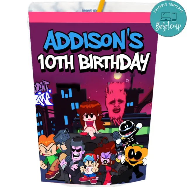 Friday night funkin Capri Sun Labels Digital File Printable | Bobotemp