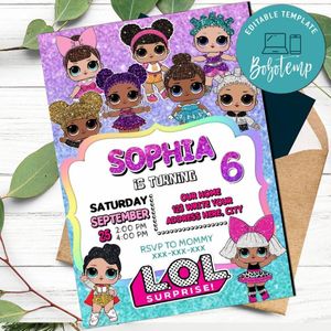 Lol dolls Birthday Invitation Customizable Template Instant Download
