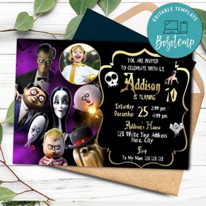 Addams Family Invitation Template With Photo Customizable Instant Download