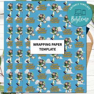 Buzz Lightyear Toy Story Wrapping Paper Template to Print at Home Instant Download