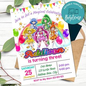 Glitter force Invitation Customizable Template Instant Download