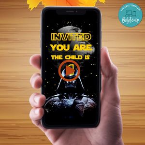 Darth Vader Star Wars Video Invitation Digital Template Customizable Instant Download