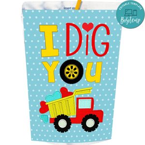 Truck With Heart Valentine Capri Sun Labels Digital File Printable Instant Download